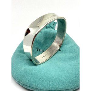 Tiffany & Co. Sterling Silver 1837 Square Cushion Bangle Bracelet in Pouch & Box
